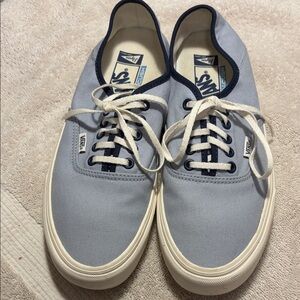 Vans Light Blue Canvas Low-Top Sneakers with Navy Trim